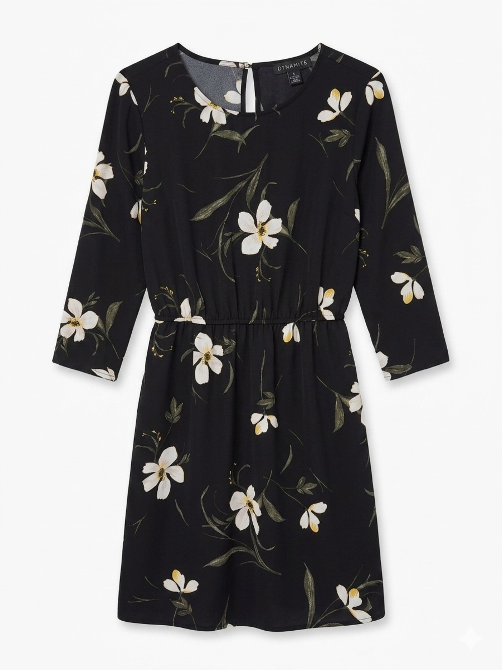 Dynamite Black Floral Long Sleeve Dress | Size XS